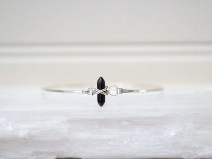 Crest Bracelet - Obsidian | Minimalist Gemstone Bangle