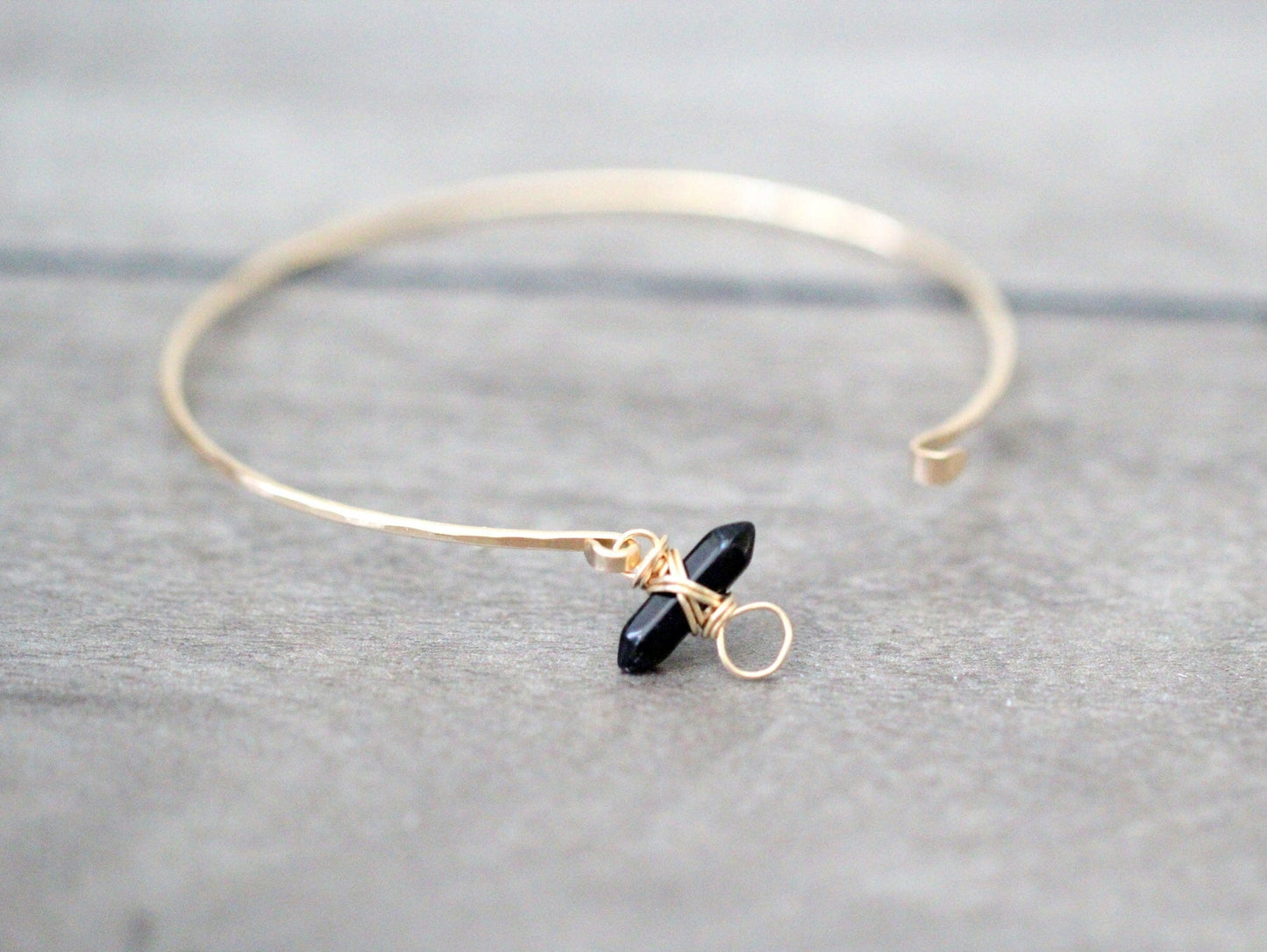Crest Bracelet - Obsidian | Minimalist Gemstone Bangle