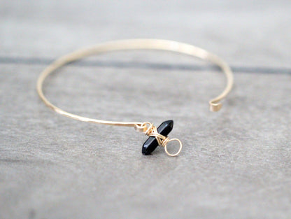 Crest Bracelet - Obsidian | Minimalist Gemstone Bangle