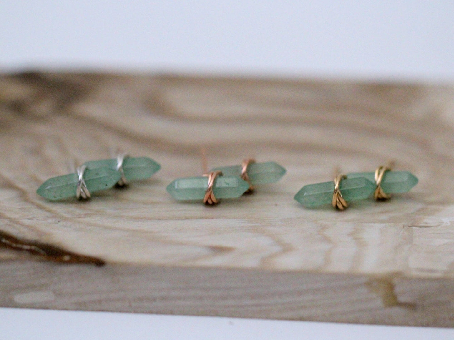 Crest Studs - Aventurine | Geometric Gemstone Earrings