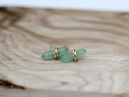 Crest Studs - Aventurine | Geometric Gemstone Earrings