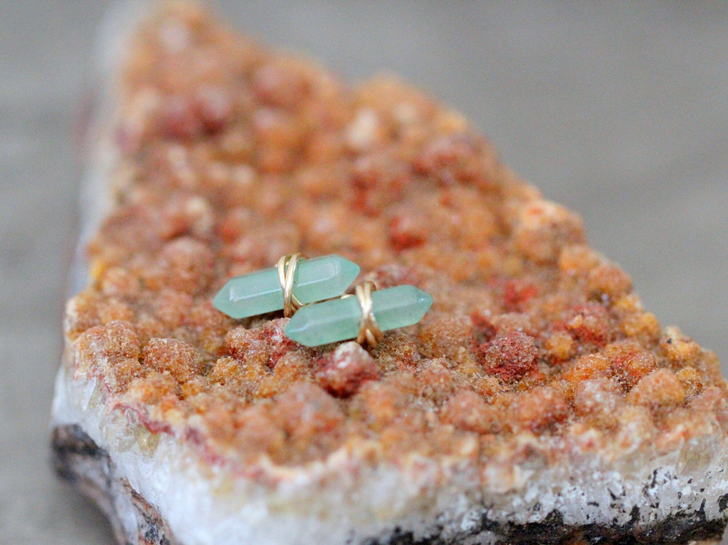 Crest Studs - Aventurine | Geometric Gemstone Earrings