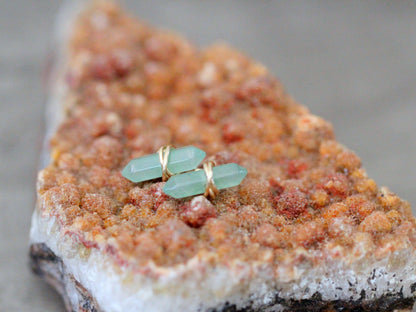 Crest Studs - Aventurine | Geometric Gemstone Earrings