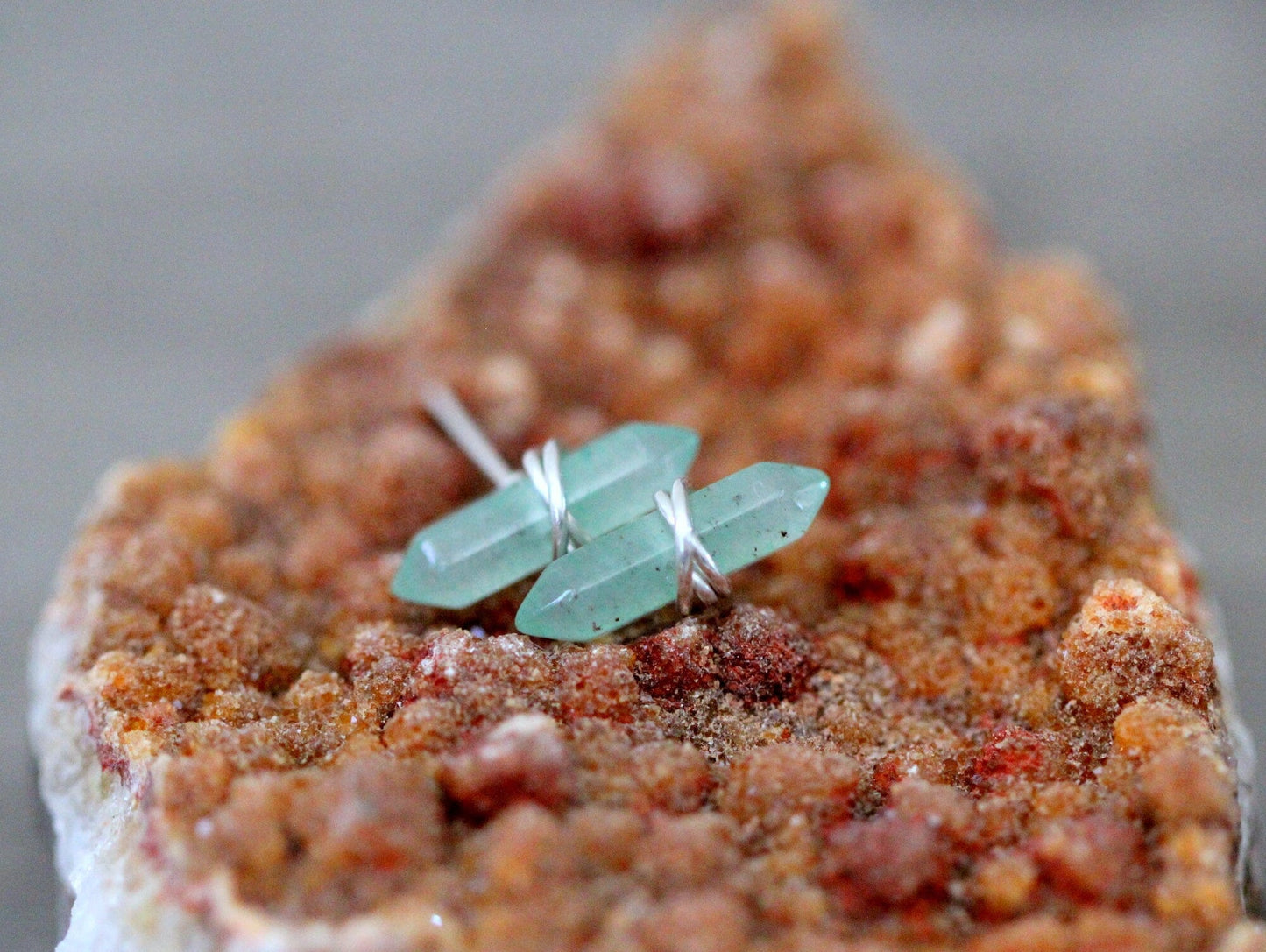 Crest Studs - Aventurine | Geometric Gemstone Earrings