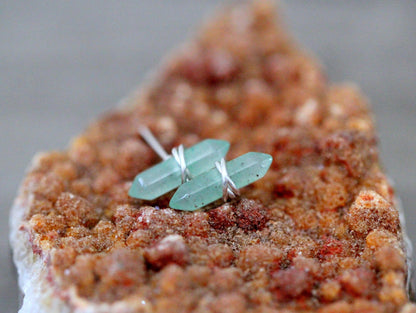 Crest Studs - Aventurine | Geometric Gemstone Earrings