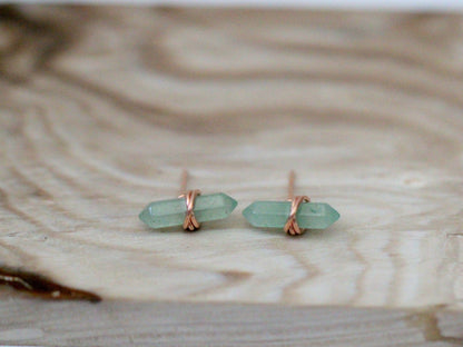 Crest Studs - Aventurine | Geometric Gemstone Earrings