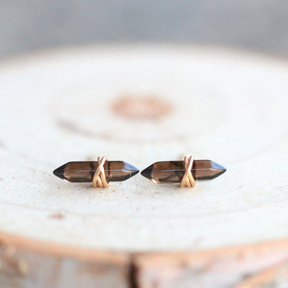 Crest Studs - Smoky Quartz | Modern Gemstone Stud Earrings