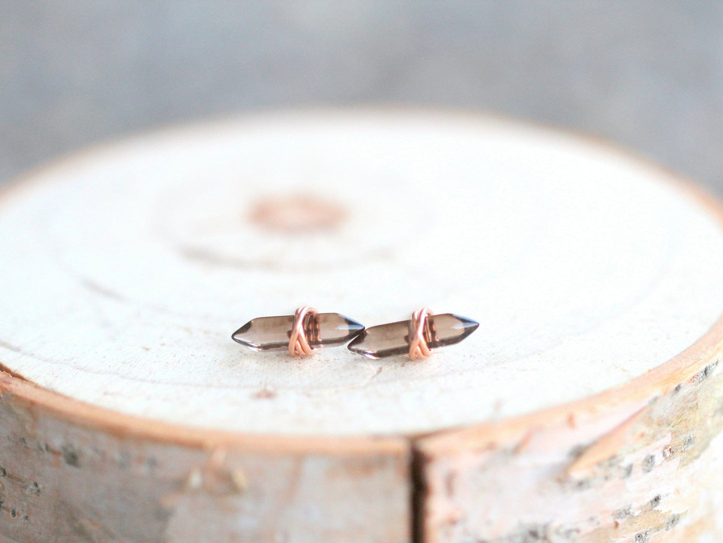 Crest Studs - Smoky Quartz | Modern Gemstone Stud Earrings