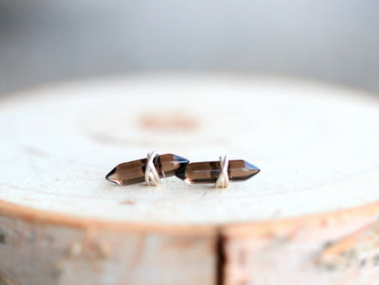 Crest Studs - Smoky Quartz | Modern Gemstone Stud Earrings