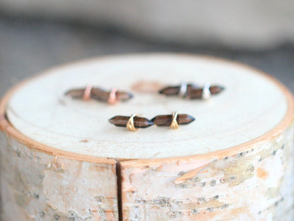 Crest Studs - Smoky Quartz | Modern Gemstone Stud Earrings
