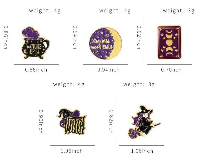 Gold Dust Witchy Enamel Pin Set