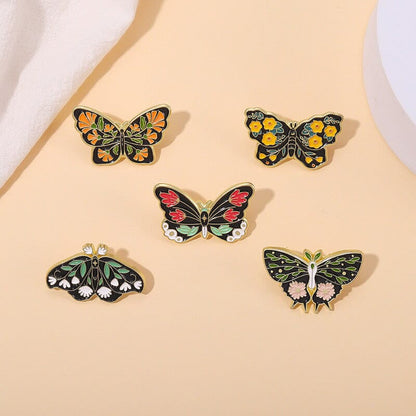 Romantic Floral Moth Enamel Pin