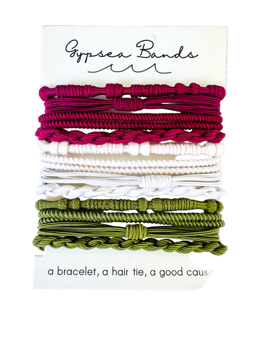 Santa Cruz Hair Tie Bracelet Set - Waterproof No-Snag Elastic Stacks