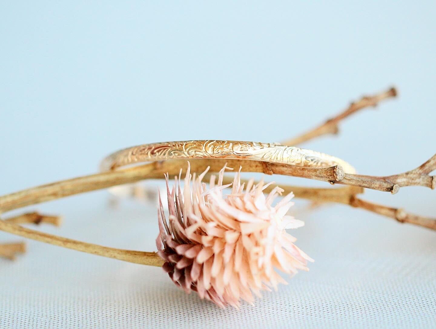 Blossom Floral Bangle | Engraved Floral Bracelet