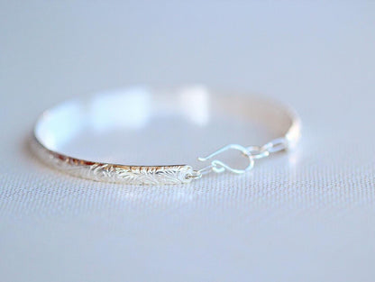 Blossom Floral Bangle | Engraved Floral Bracelet
