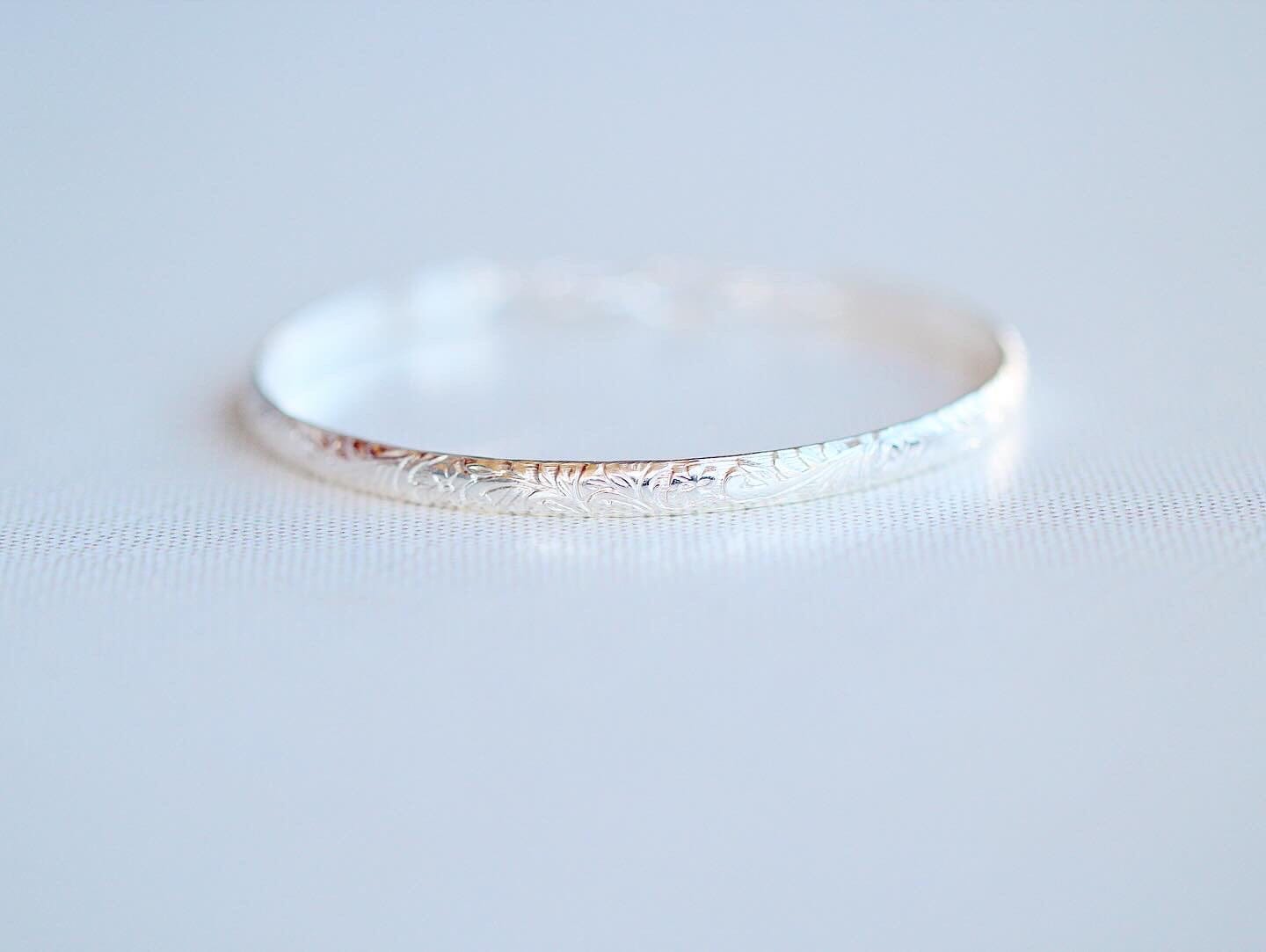 Blossom Floral Bangle | Engraved Floral Bracelet