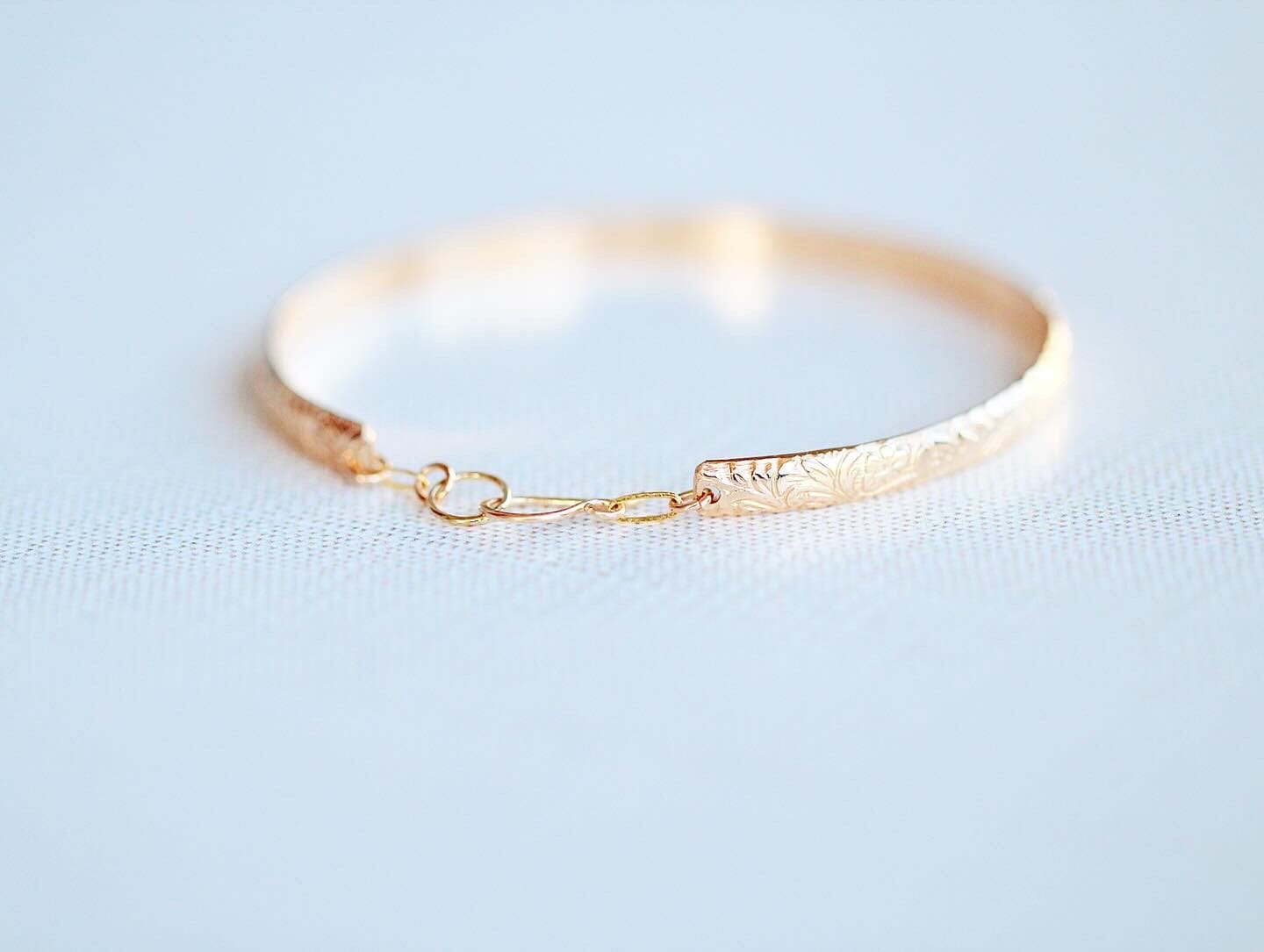 Blossom Floral Bangle | Engraved Floral Bracelet