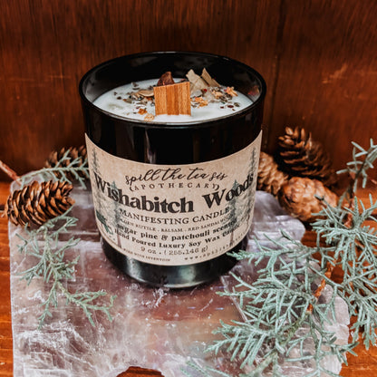 Wishabitch Woods Candle | Pine Patchouli Wood Wick Soy Candle - Spirit Nest