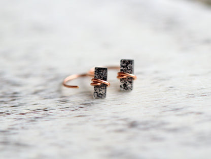 Black Sunstone Hug Hoops | Minimalist Gemstone Earrings