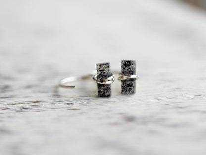 Black Sunstone Hug Hoops | Minimalist Gemstone Earrings