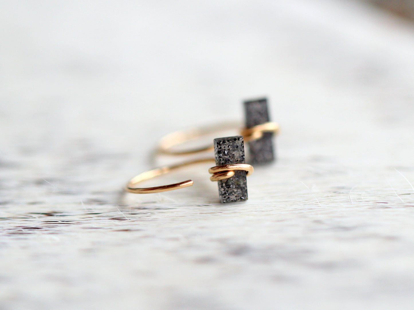 Black Sunstone Hug Hoops | Minimalist Gemstone Earrings
