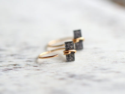 Black Sunstone Hug Hoops | Minimalist Gemstone Earrings