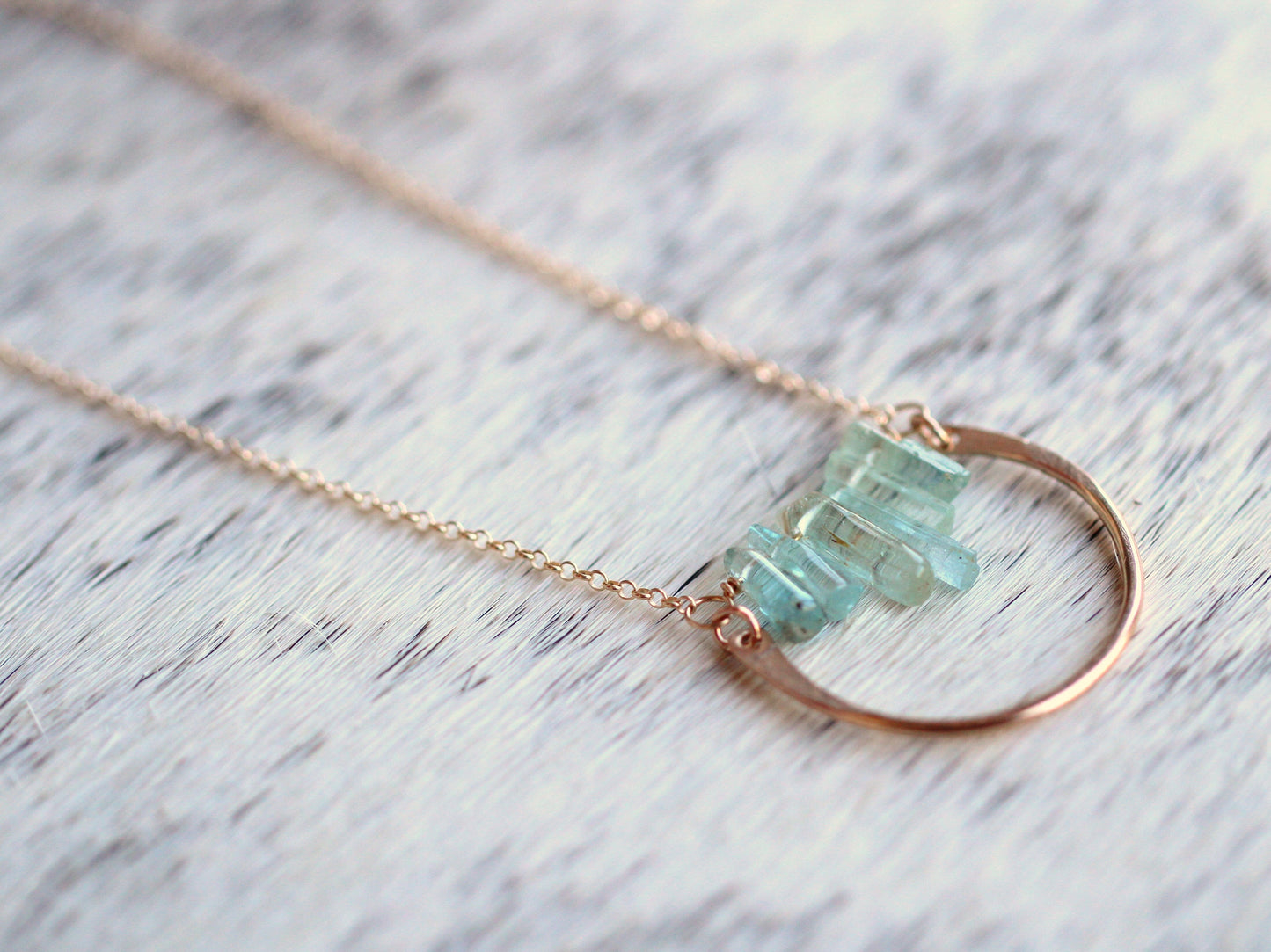 Bar Graph Necklace | Raw Aquamarine Pendant Necklace