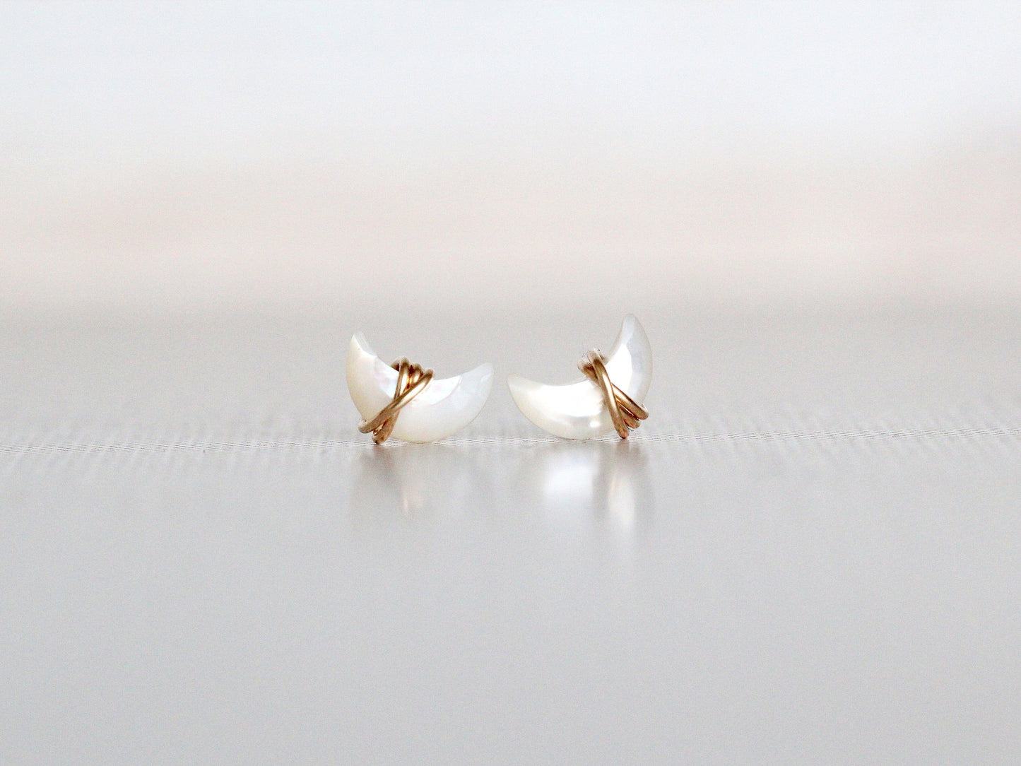 Mini Moonbeam Stud Earrings | Mother of Pearl Crescent Studs