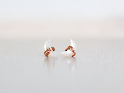 Mini Moonbeam Stud Earrings | Mother of Pearl Crescent Studs