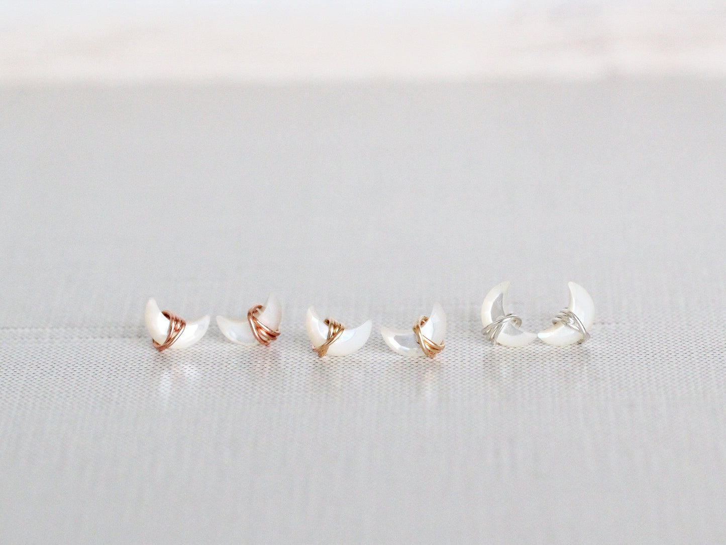 Mini Moonbeam Stud Earrings | Mother of Pearl Crescent Studs