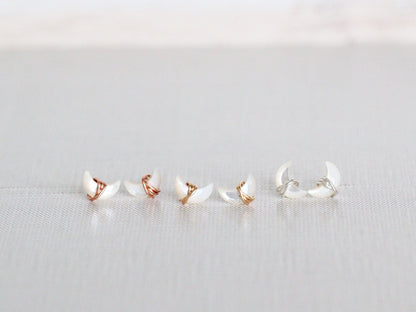Mini Moonbeam Stud Earrings | Mother of Pearl Crescent Studs