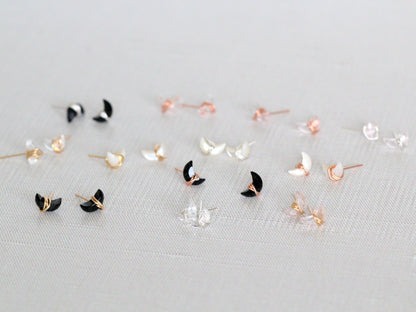 Mini Moonbeam Stud Earrings | Mother of Pearl Crescent Studs