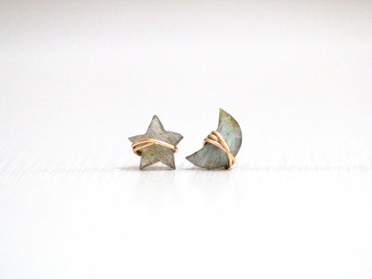Moonbeam & Stardust Studs - Labradorite | Celestial Gemstone Earrings