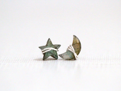Moonbeam & Stardust Studs - Labradorite | Celestial Gemstone Earrings