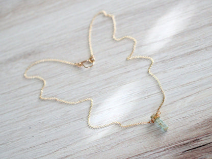 Raw Aquamarine Caged Necklace | Natural Gemstone Pendant