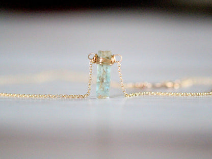 Raw Aquamarine Caged Necklace | Natural Gemstone Pendant