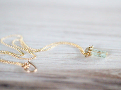Raw Aquamarine Caged Necklace | Natural Gemstone Pendant