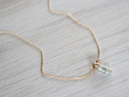 Raw Aquamarine Caged Necklace | Natural Gemstone Pendant