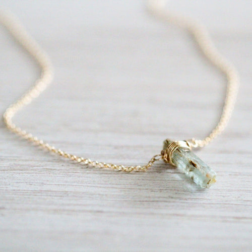 Raw Aquamarine Caged Necklace | Natural Gemstone Pendant