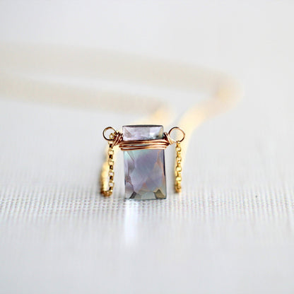 Fluorite Baguette Necklace | Faceted Gemstone Pendant