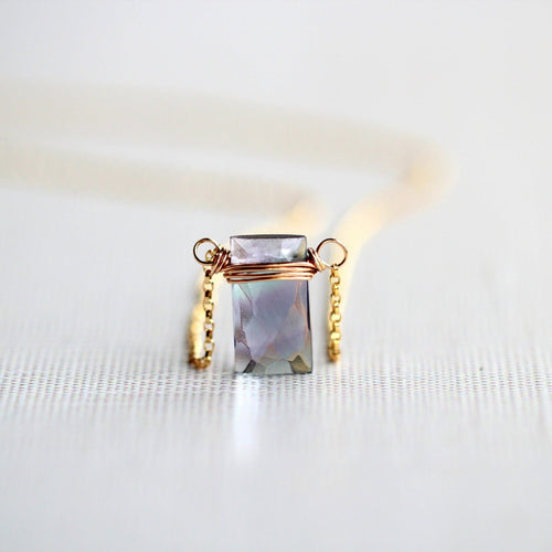Fluorite Baguette Necklace | Faceted Gemstone Pendant