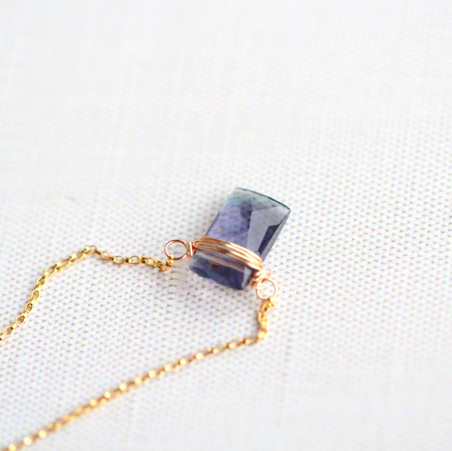 Fluorite Baguette Necklace | Faceted Gemstone Pendant