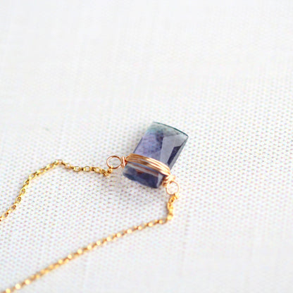 Fluorite Baguette Necklace | Faceted Gemstone Pendant