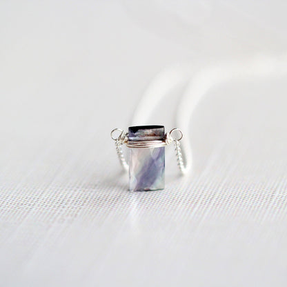 Fluorite Baguette Necklace | Faceted Gemstone Pendant