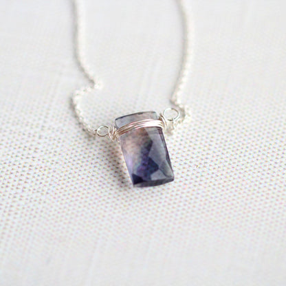 Fluorite Baguette Necklace | Faceted Gemstone Pendant