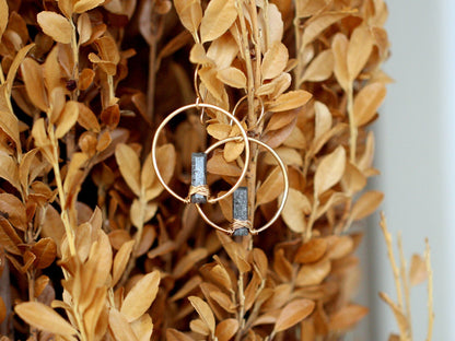 Sunrise Hoop Earrings | Black Sunstone Hoops