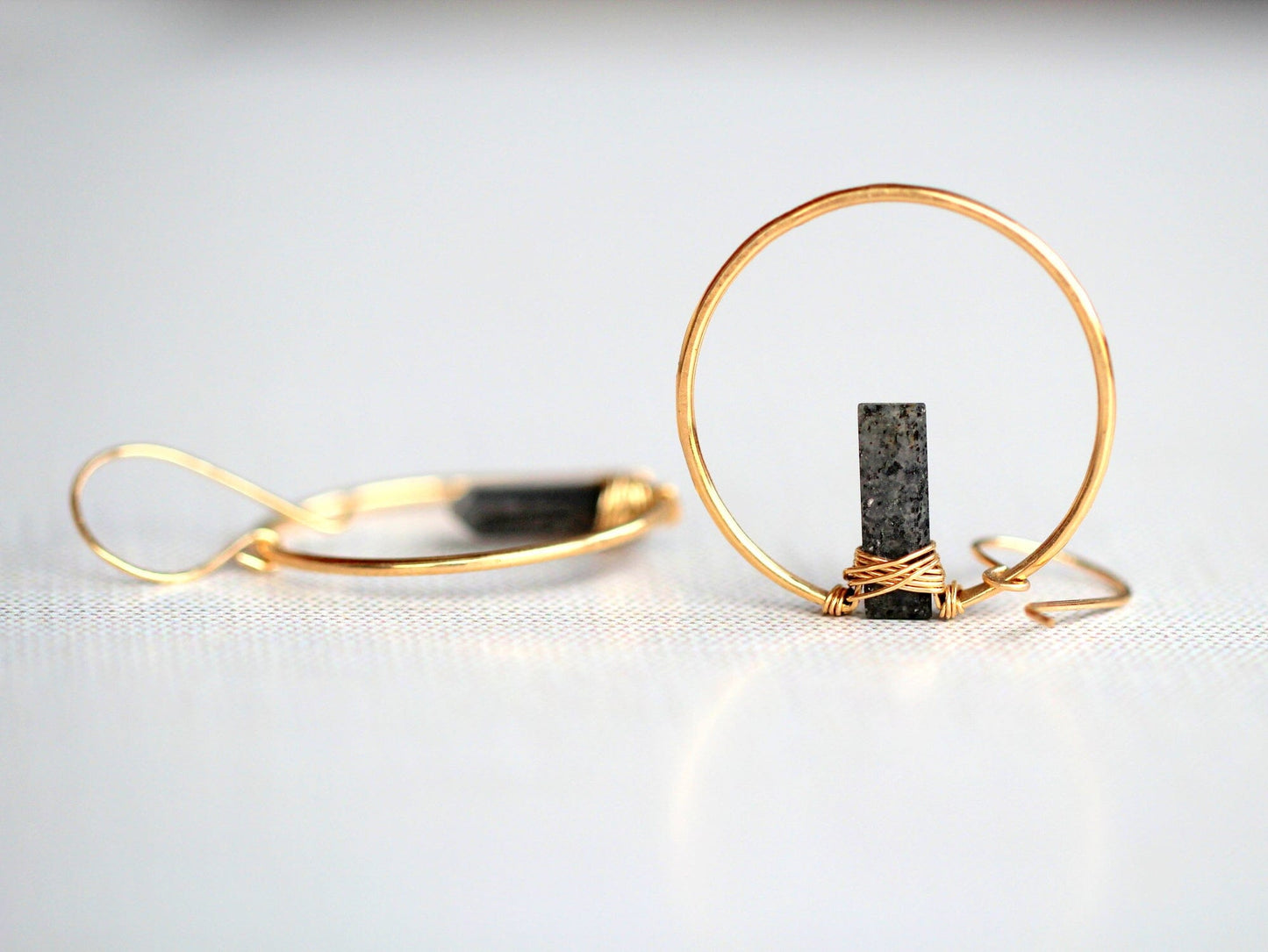 Sunrise Hoop Earrings | Black Sunstone Hoops