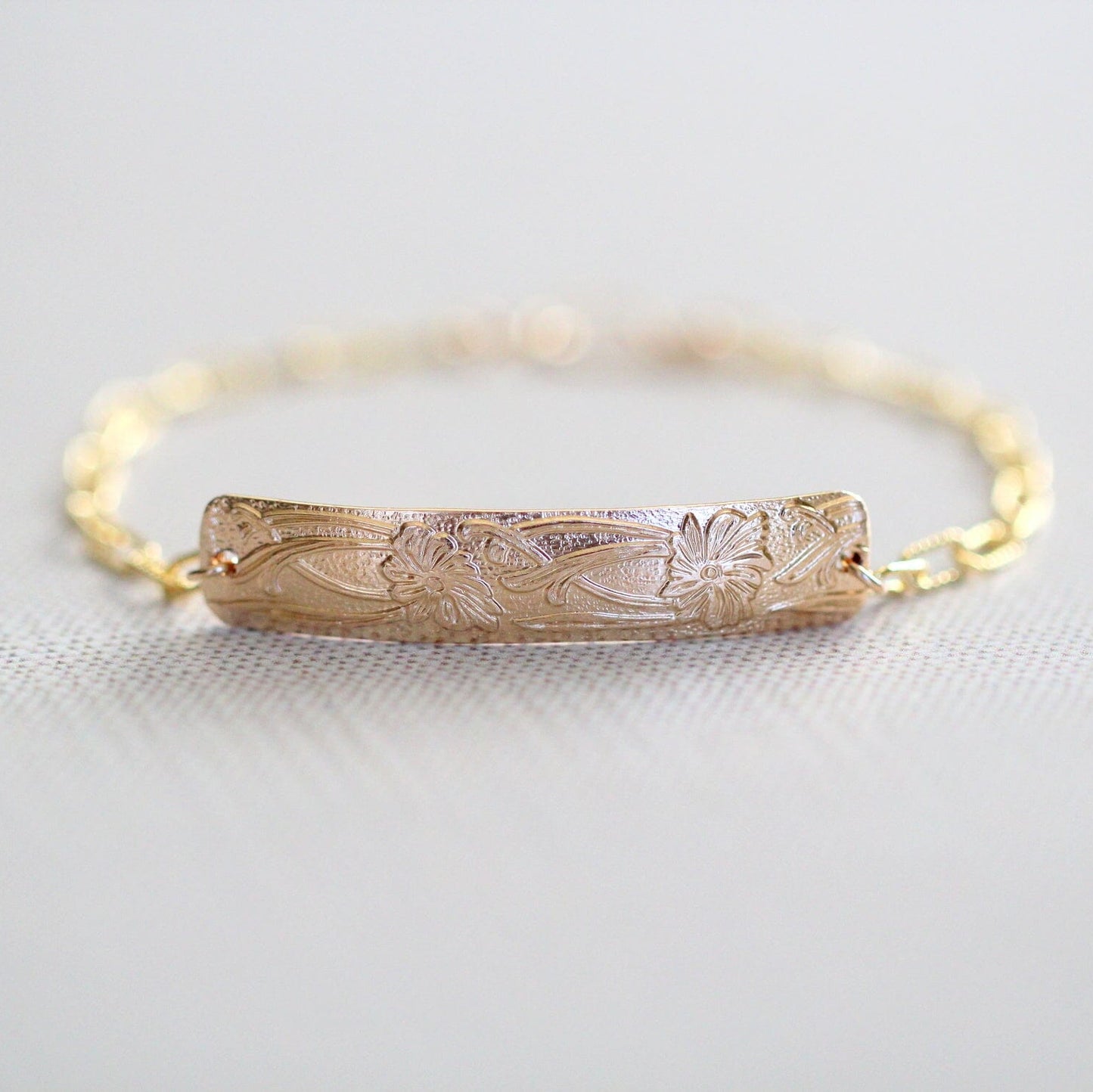Poppy Bracelet | Etched Floral Stacking Bracelet