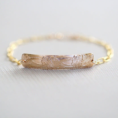 Poppy Bracelet | Etched Floral Stacking Bracelet