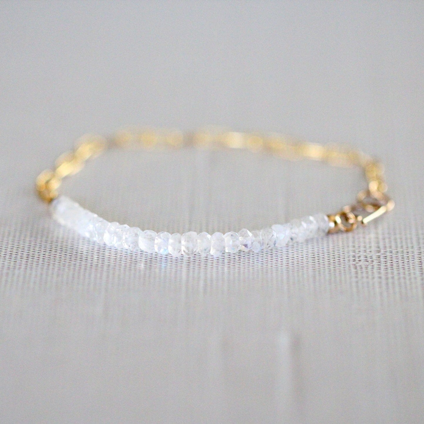 Cara Beaded Bracelet - Moonstone | Faceted Gemstone Bracelet